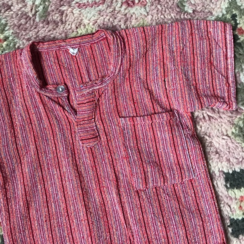 Striped Guyabera Handmade Mexican Girls Oaxaca MX